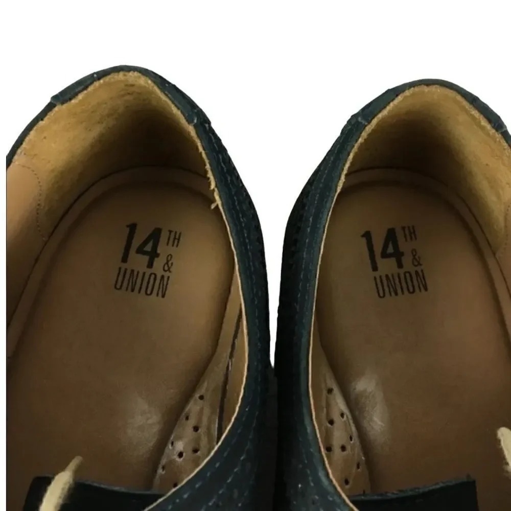 14th & Union Oxfords Men’s 9 Suede Wingtips Navy Blue Laceup Preppy Business Wor